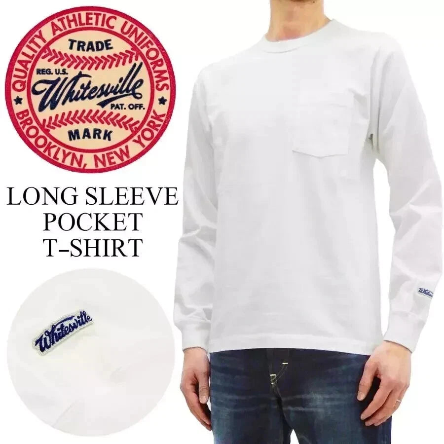WHITESVILLE  Long Sleeve Pockets T-Shirt WV68849 White Men Japan Tokyo 1pack