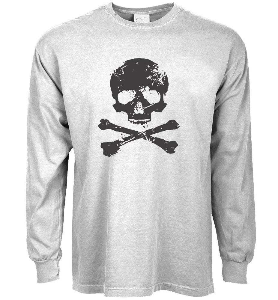 Skull Crossbones T-shirt Mens Long Sleeve Graphic Tees Accessories Gift Pirate