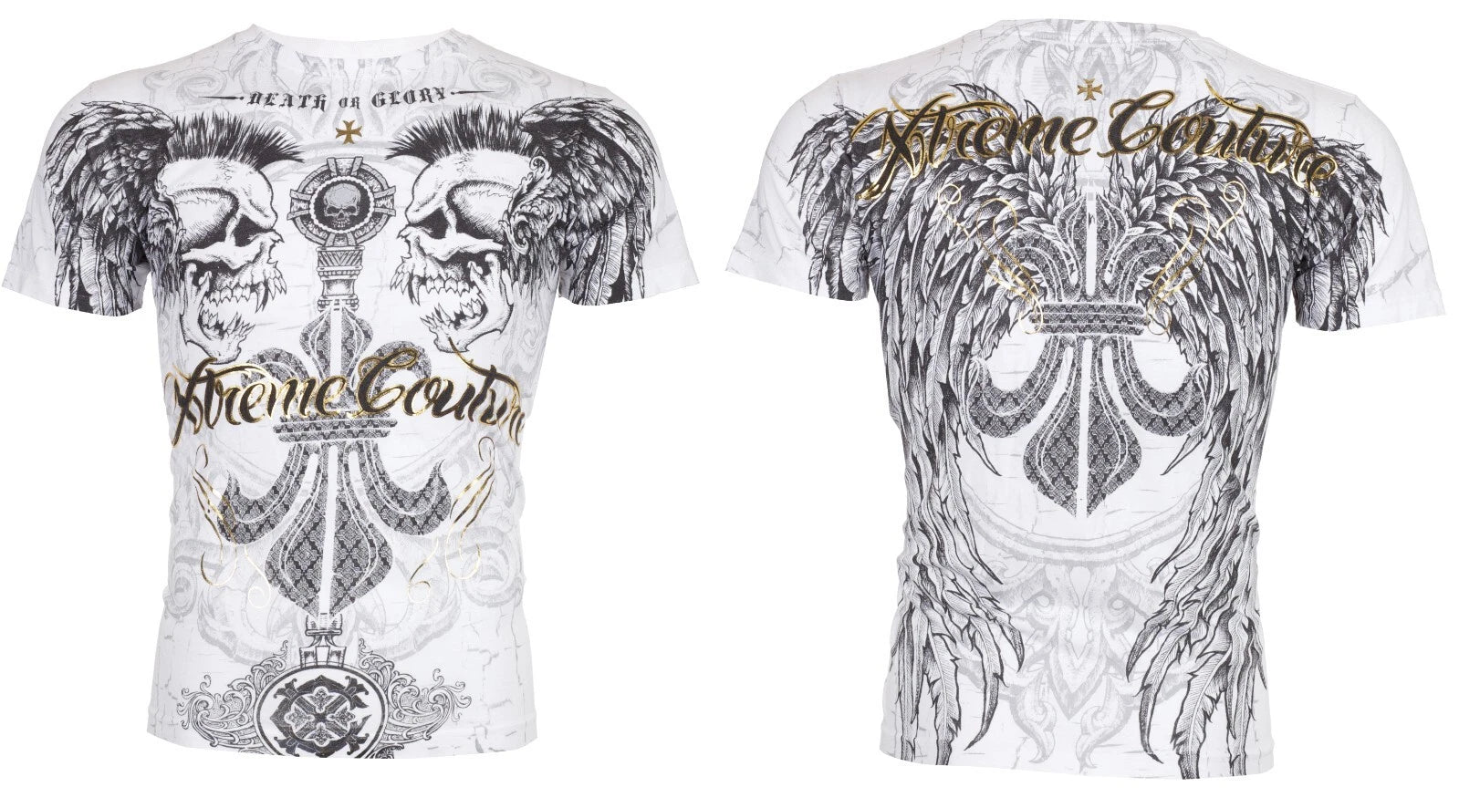 XTREME COUTURE by AFFLICTION White REVERENCE Short Sleeve Slim Fit T-shirt NWT