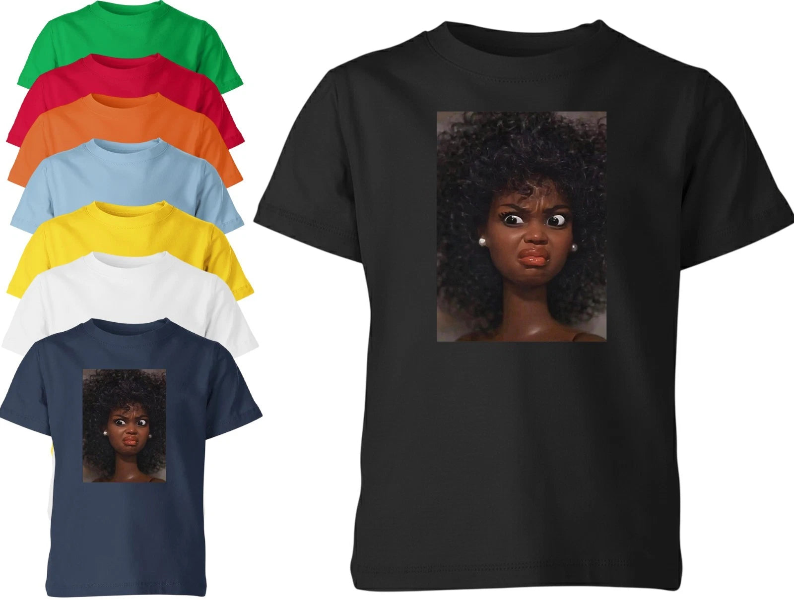 Creepy Doll Face Meme T Shirt Funny Kids Unisex  Boys Girls Graphic Top