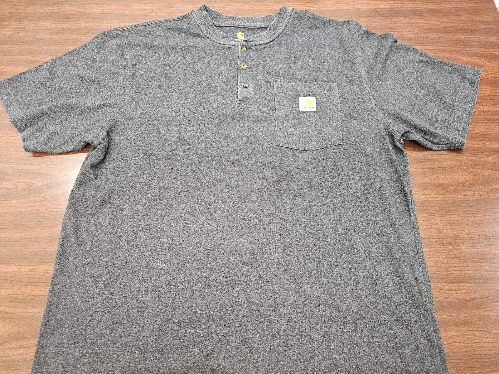 Carhartt Mens Henley Shirt Gray Original Fit Short Sleeve Pocket Workwear Casual