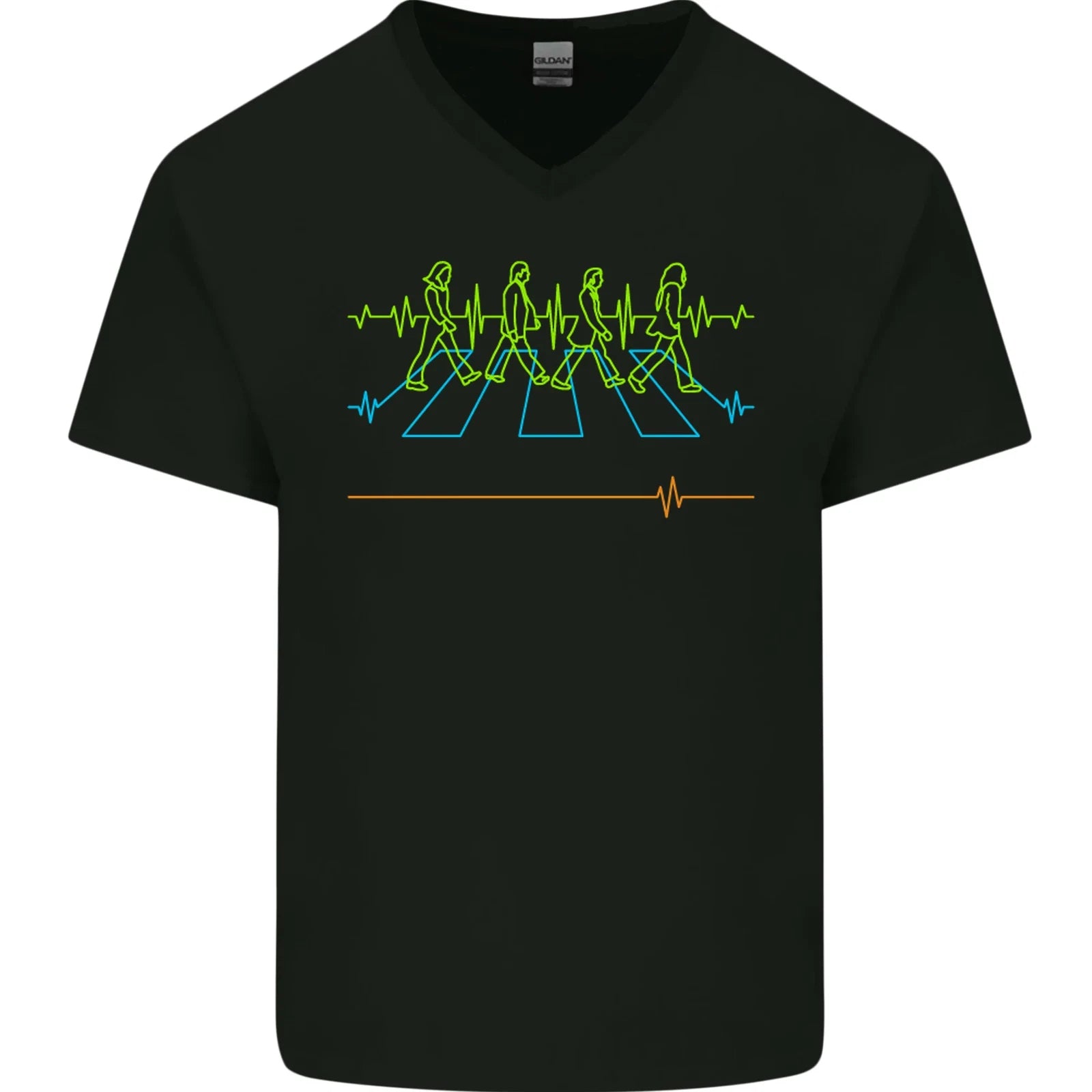 Electrocardiography Music Abby Road Mens V-Neck Cotton T-Shirt