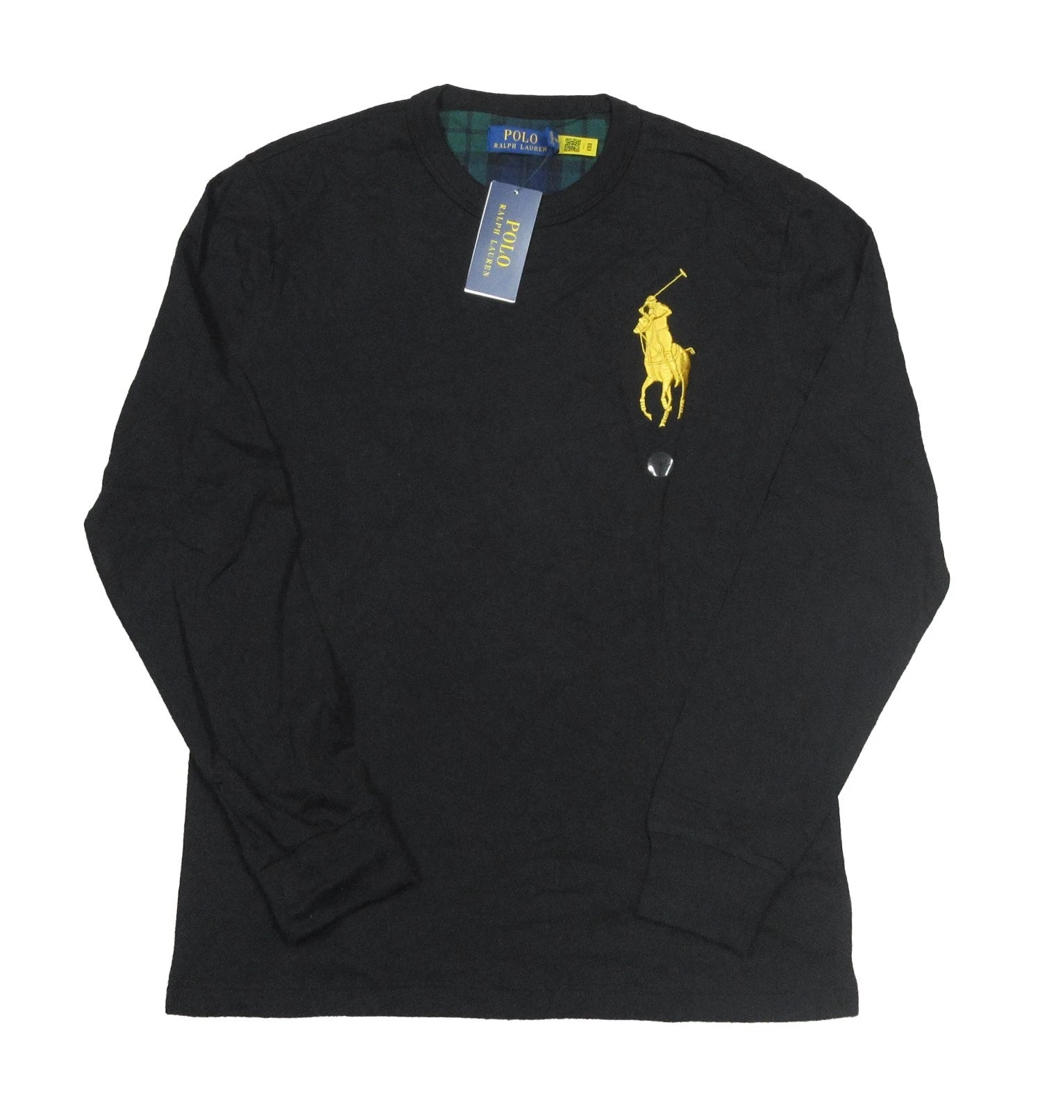 Polo Ralph Lauren Men's Black Big Gold Pony Logo Long Sleeve T-Shirt (2XL)