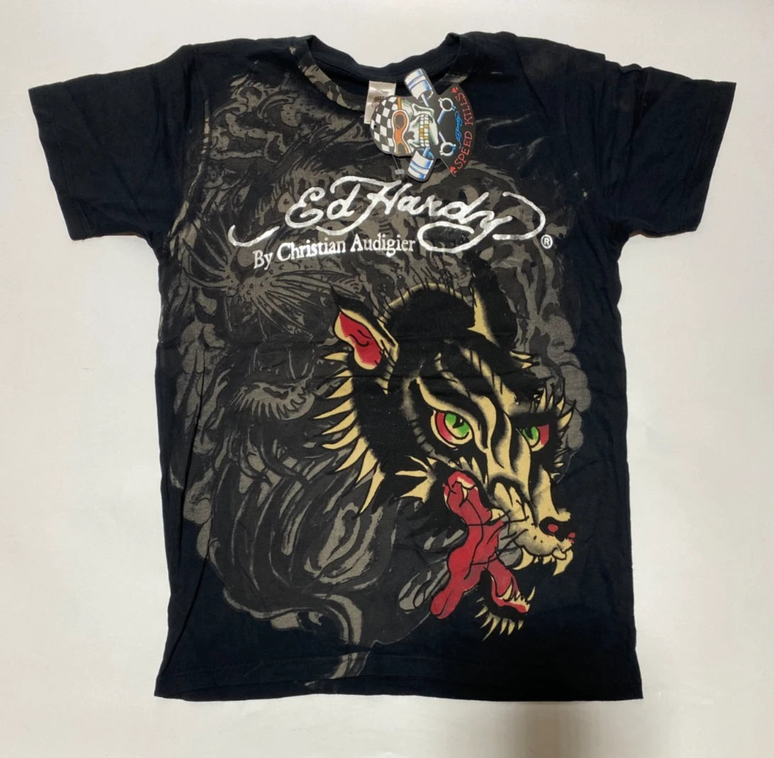 Authentic New Vintage Y2K Men's Ed Hardy T-shirt Mi Vida Loca Black S, M