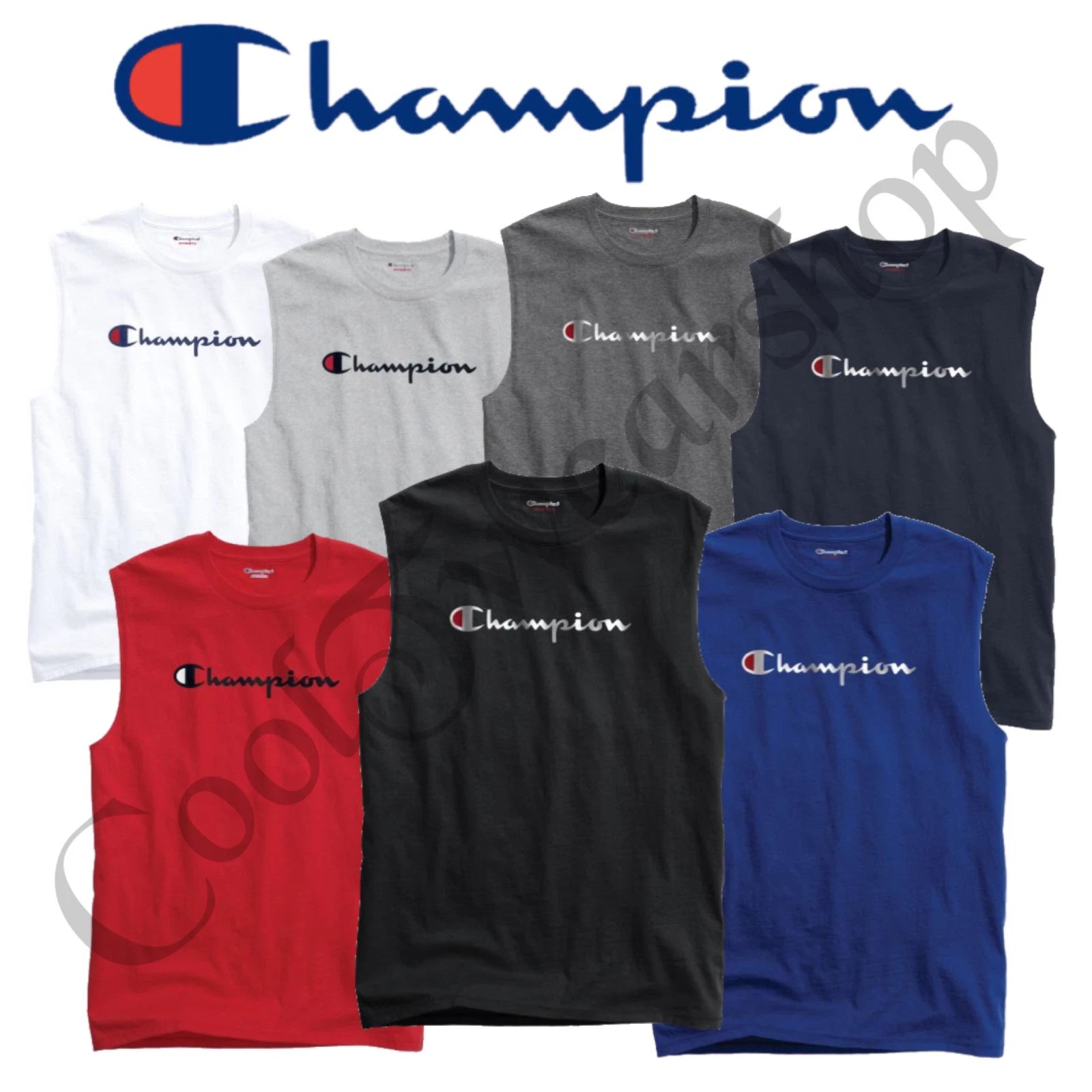 Authentic Champion Men's Jersey Script Logo Muscle Tee GT22H Y07718