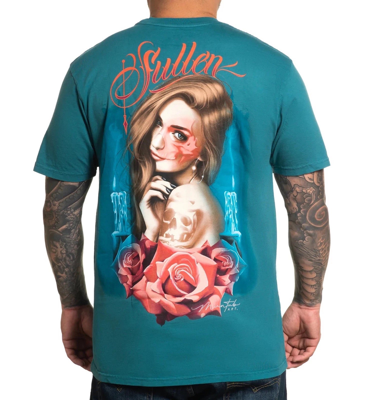 SULLEN CLOTHING EVE  TATTOO GIRL ART  BLUE PREMIUM T-SHIRT
