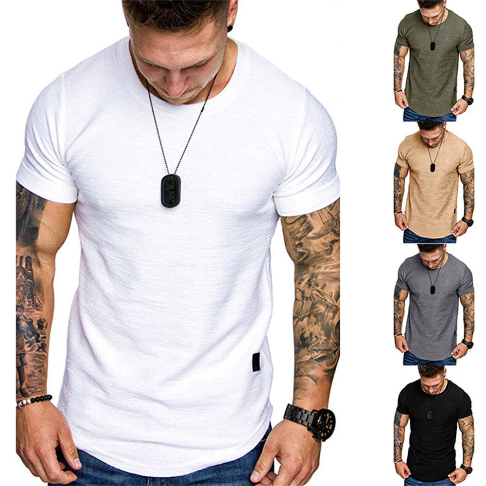 Men's Short Sleeve T-Shirt Classic Casual Slim Round Neck Shirts