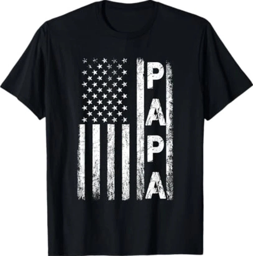 Papa Vintage American Flag Father's Day 4th of July Grandpa T-Shirt
