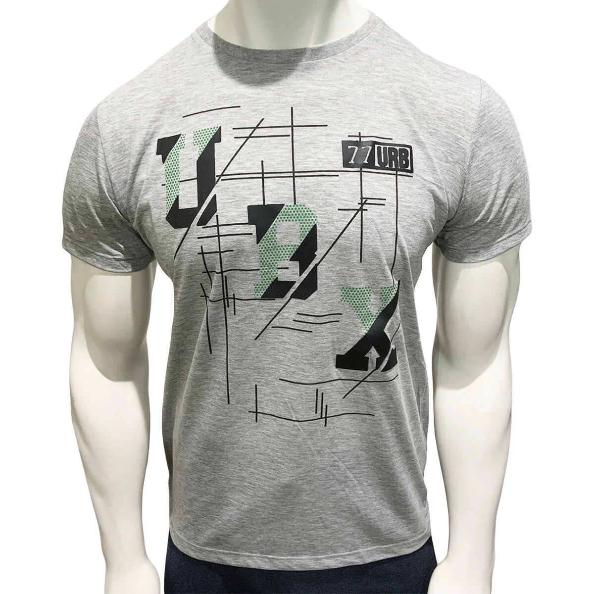 NWT URBAN X 77 FASHION MEN'S LIGHT GRAY CREW NECK SHORT SLEEVE T-SHIRT SIZE L