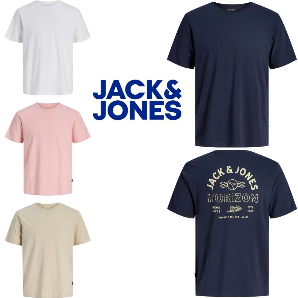 Jack & Jones Men's T-Shirt, Casual Short Sleeve Crew Neck Tee for Men, UK S-XXL
