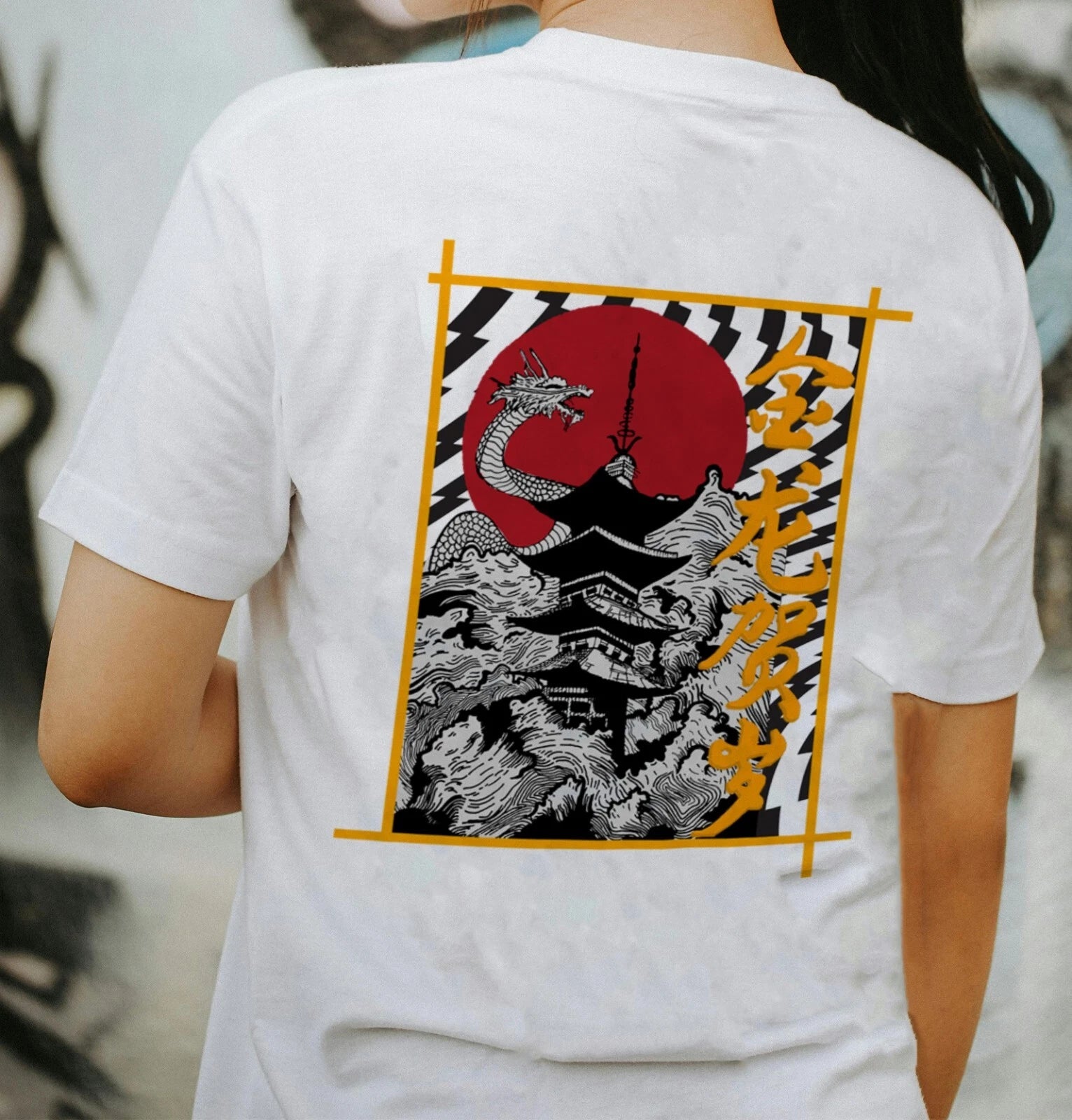 Unisex Slim Fit T-Shirt - Japanese Pagoda V2 Original Student Summer Crewneck