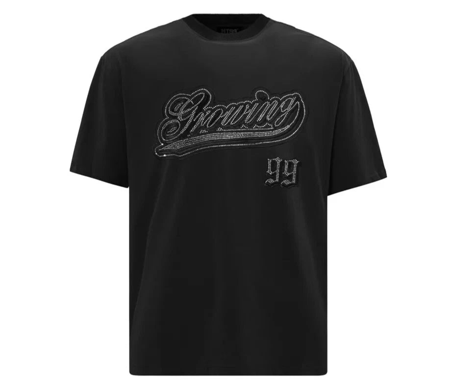 New Men Luxury Diamond Rhinestones Black Brown T-Shirt High Quality