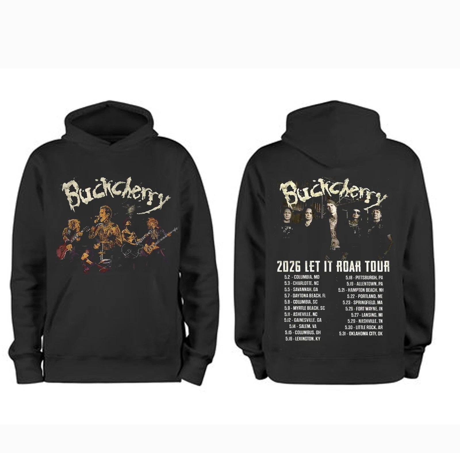 Buckcherry 2026 Let It Roar Tour Hoodie Or T-shirt