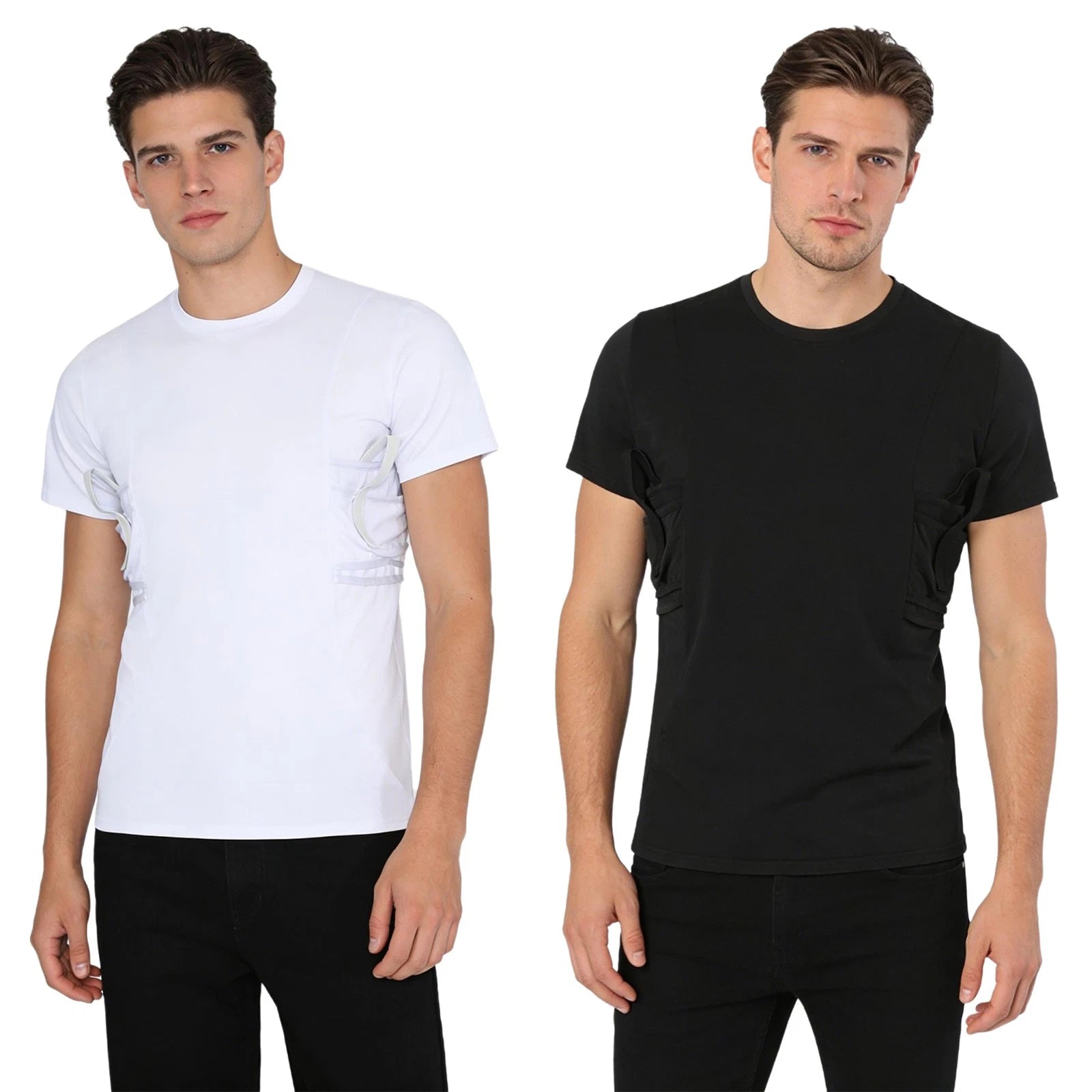 Men Conceal Carry Shirt Round Neck Short Sleeve Stretchy T-shirt Undershirt