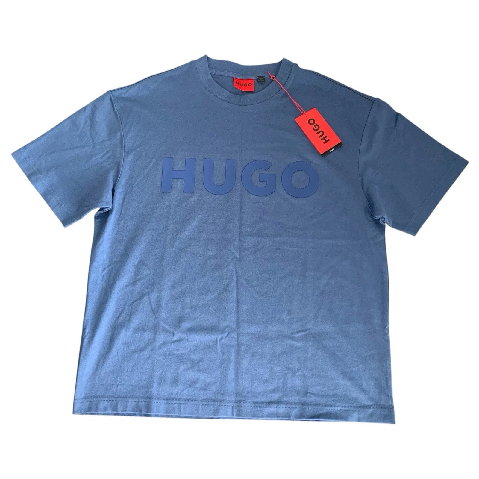 Hugo Boss T-Shirt Men's Medium Dinkee Logo Graphic Cotton Tee Solid Blue