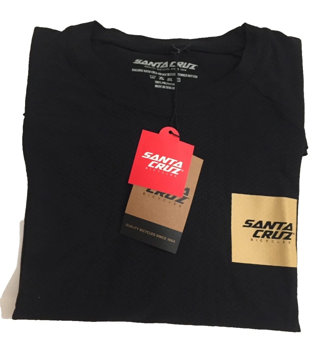 Santa Cruz Bicycles Black LS Long Sleeve Sport Tech Tee Squared  tee T Shirt