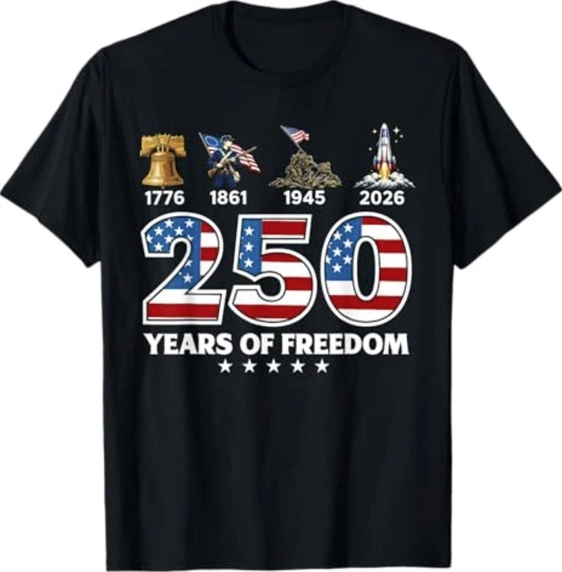 250 Years of Freedom 1776 2026 USA Freedom History T-Shirt