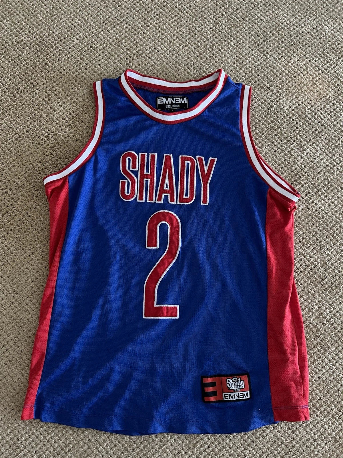 Vintage Eminem Slim Shady Records Basketball Jersey Mens Large Y2K Embroidered