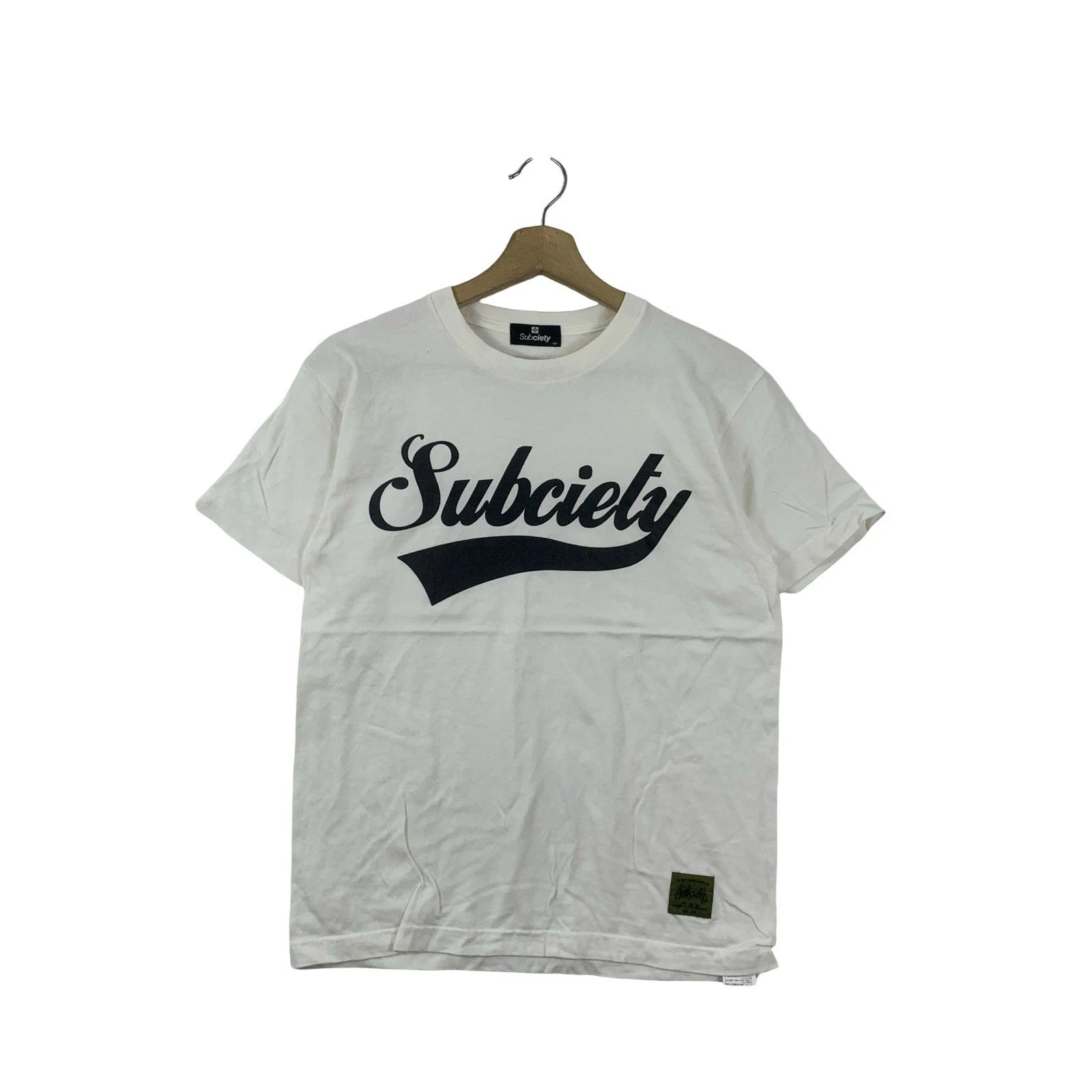 SUBCIETY Bold Script Logo Street Fashion Tee Shirt Top