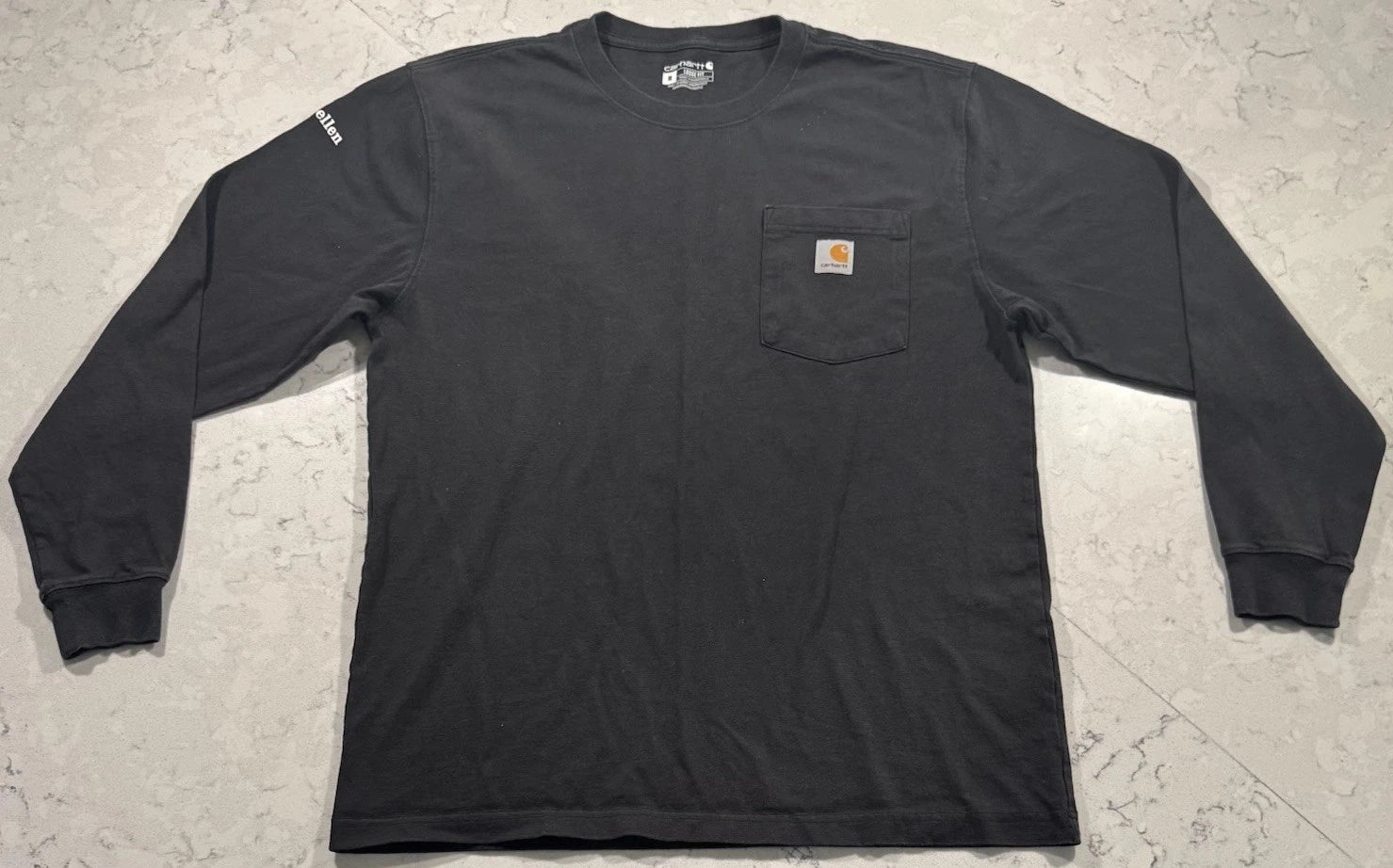 Carhartt Pocket T-Shirt Mens Medium Black Loose Fit Long Sleeve Logo TK0126-M