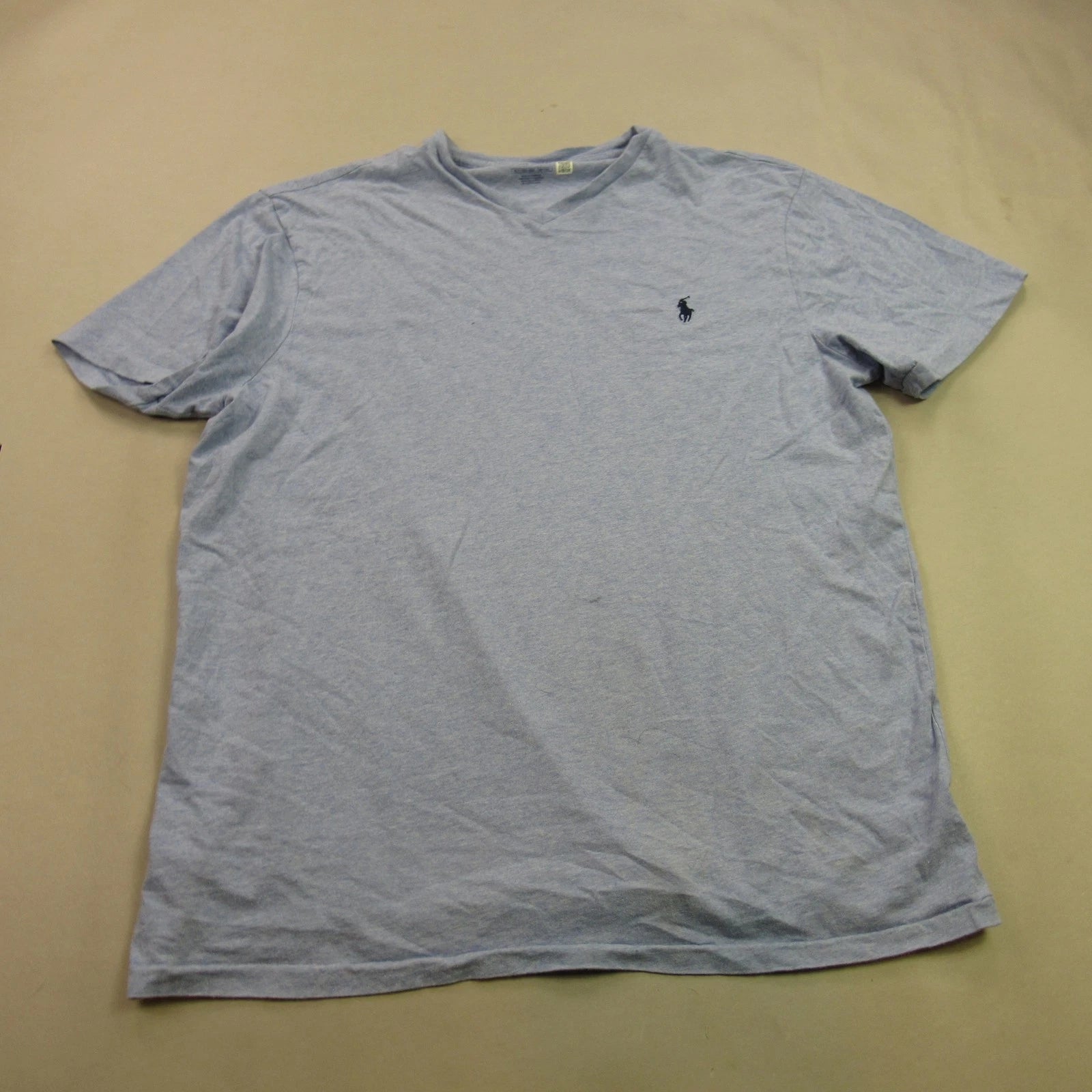 Ralph Lauren Men's XLT Blue Heather V-Neck T-Shirt Embroidered Polo Logo
