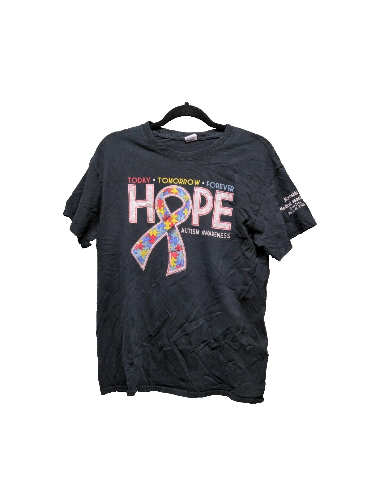 House T-Shirt Short Sleeve Crew Neck Solid Black Casual Size M