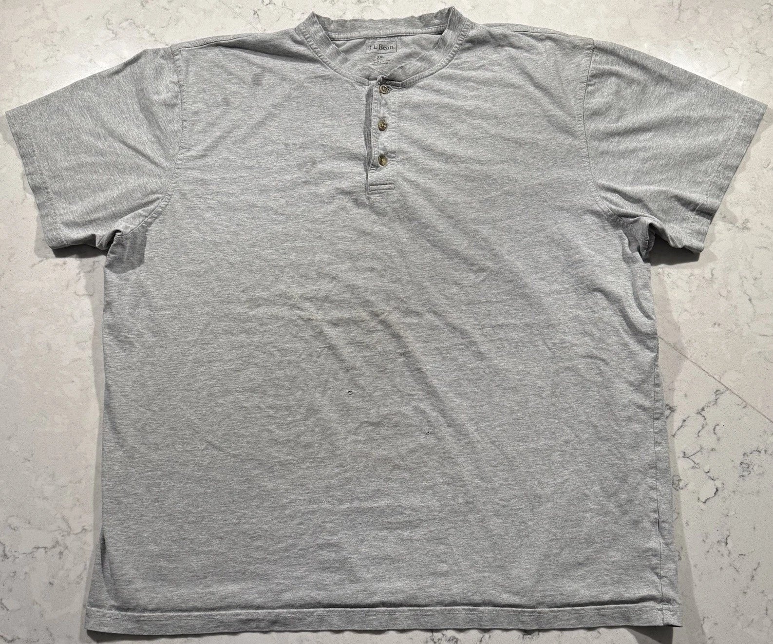 L.L.Bean Henley T-Shirt Mens 2XL XXL Tall Gray Traditional Fit Short Sleeve Tee