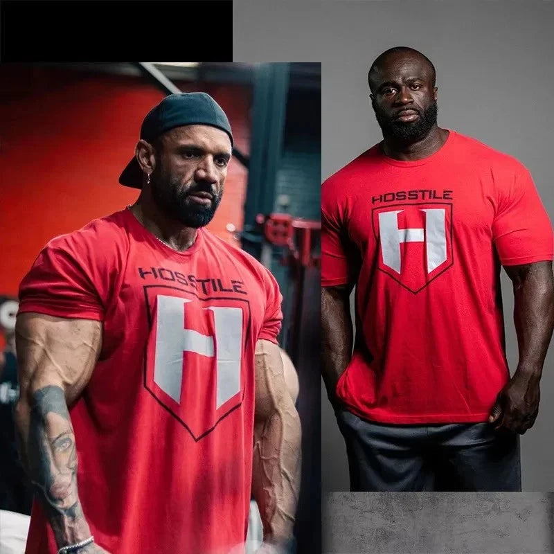 Men's Gym Sport Workout Cotton Graphic Printed Loose Fit T-Shirt Streetwear Tee