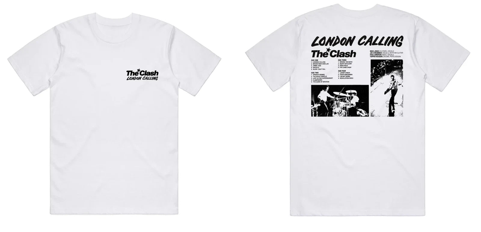 NEW The Clash Band Double Side White All Size SOFT STYLE SHIRT S05
