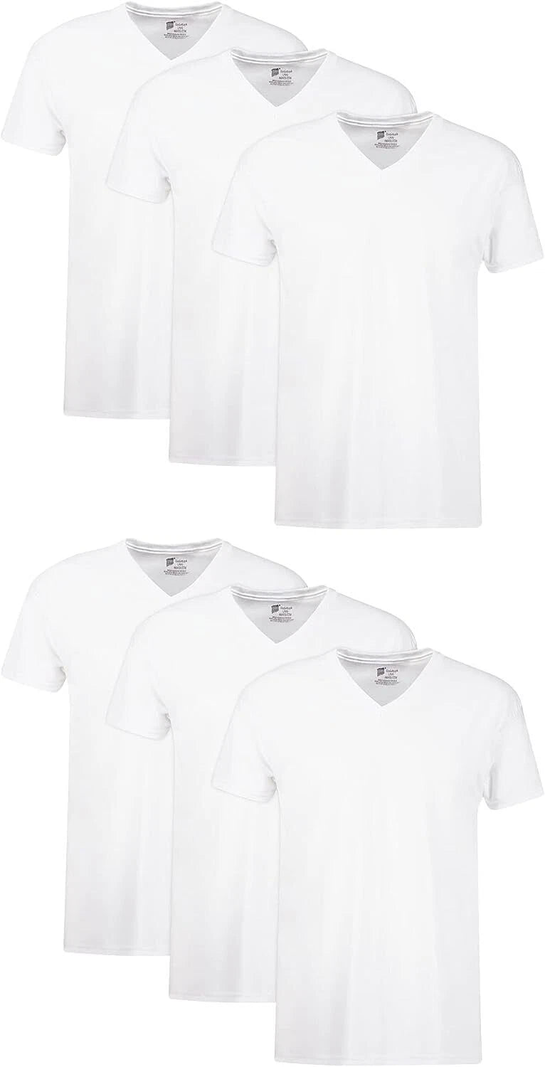 Hanes Men's Moisture-Wicking Cotton V-Neck Undershirt (6 Pack)