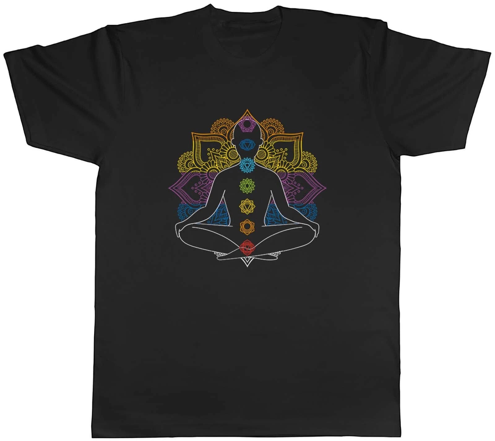 Chakra Symbols Mandala Colour Yoga Spiritual Mens Unisex T-Shirt Tee Gift