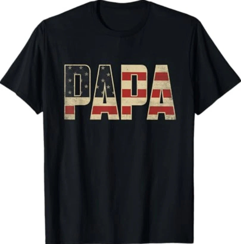 Papa Bold Patriotic American Flag Father’s Day Papa T-Shirt