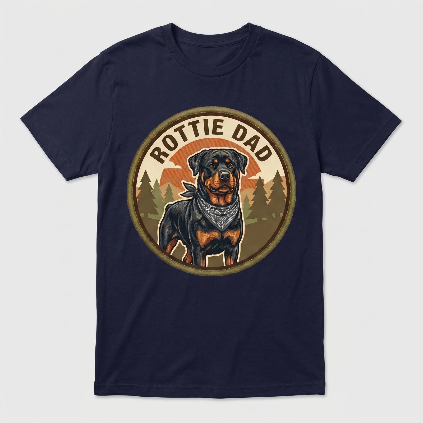 Rottweiler Dad T-Shirt Rottie Dog Gift Men Graphic Tee Fathers Day Vintage Cute