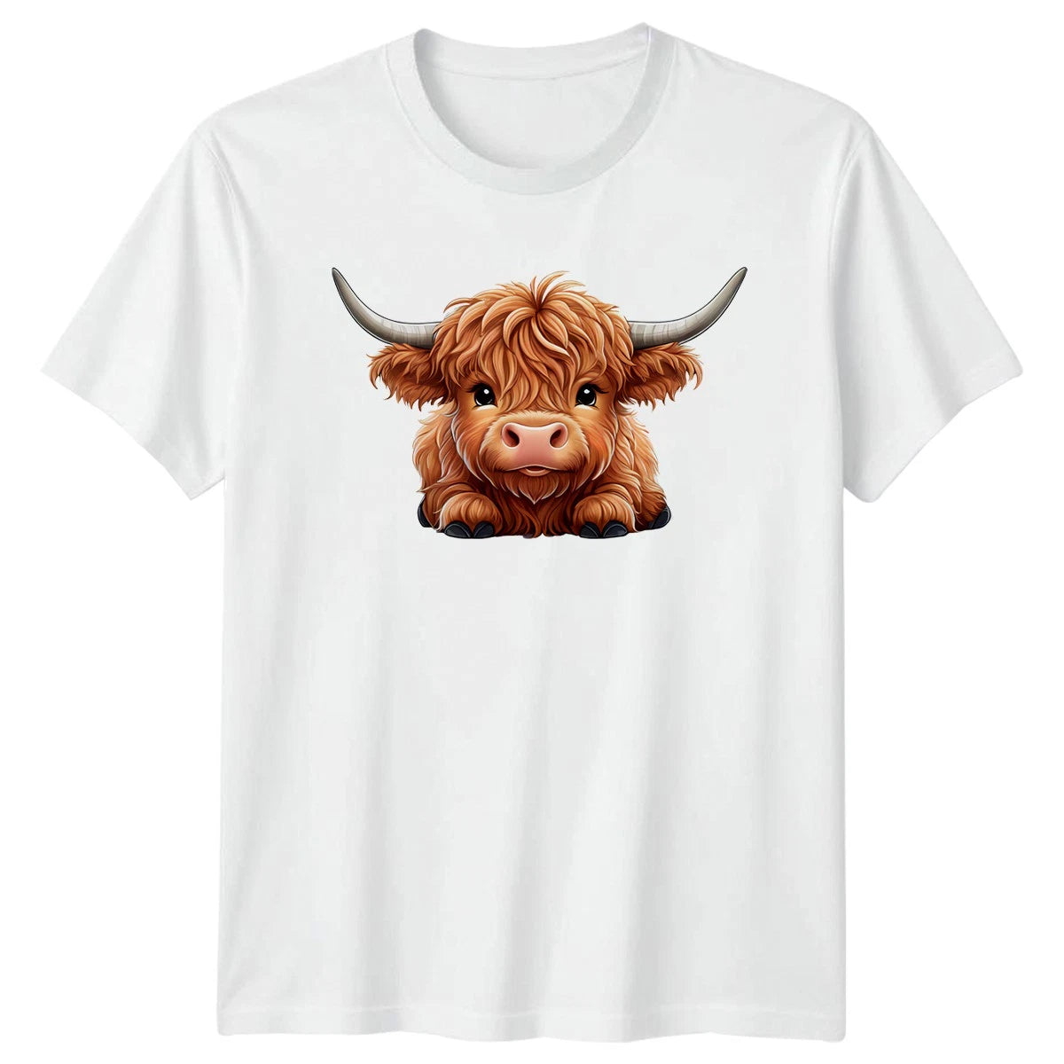 Highland Cow Calf Animals Farm Animal Mens T-Shirt Womens Tee Graphic Top
