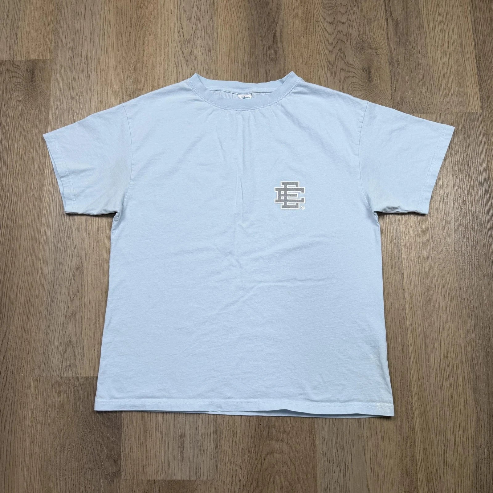 Eric Emanuel Shirt Mens Medium Blue Monogram Logo Graphic Tee Made In Portugal