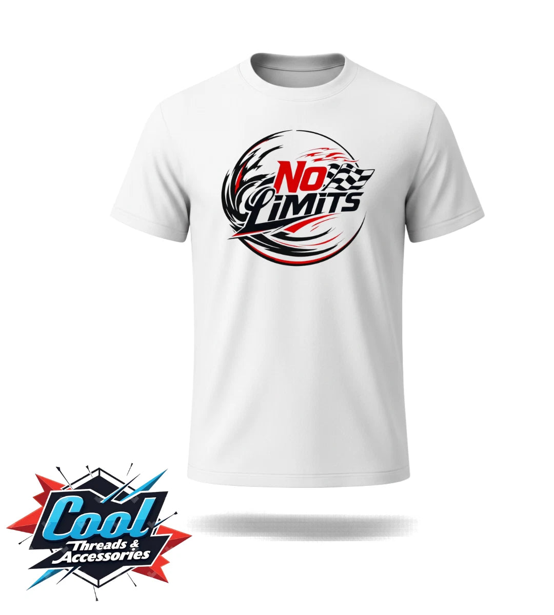 Cool Threads Graphic Print T-Shirt No Limits Racing Motorsport White Short Sleev