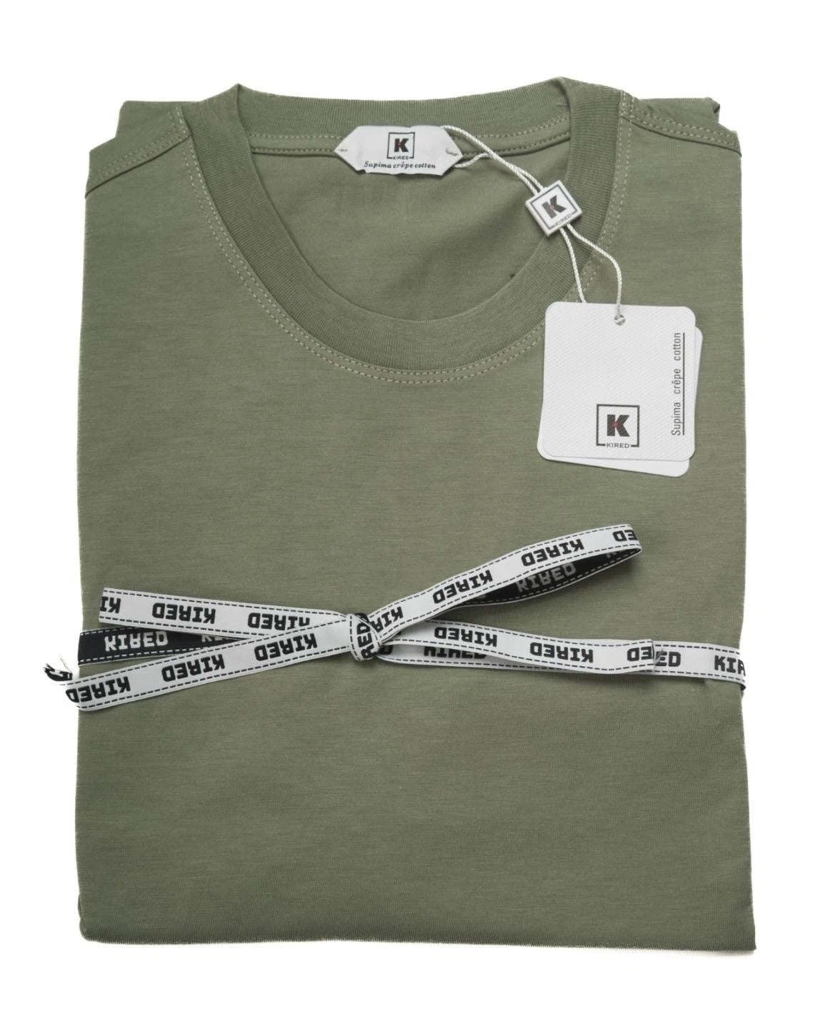 Kired by Kiton NWT Green Supima Crepe Cotton Short Sleeve Slim T-Shirt M (50 IT)