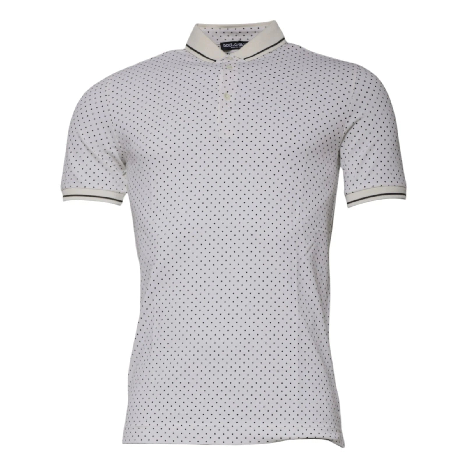 DOLCE & GABBANA T-shirt White Polka Dot Cotton Collared Polo IT46/US36/S 380usd