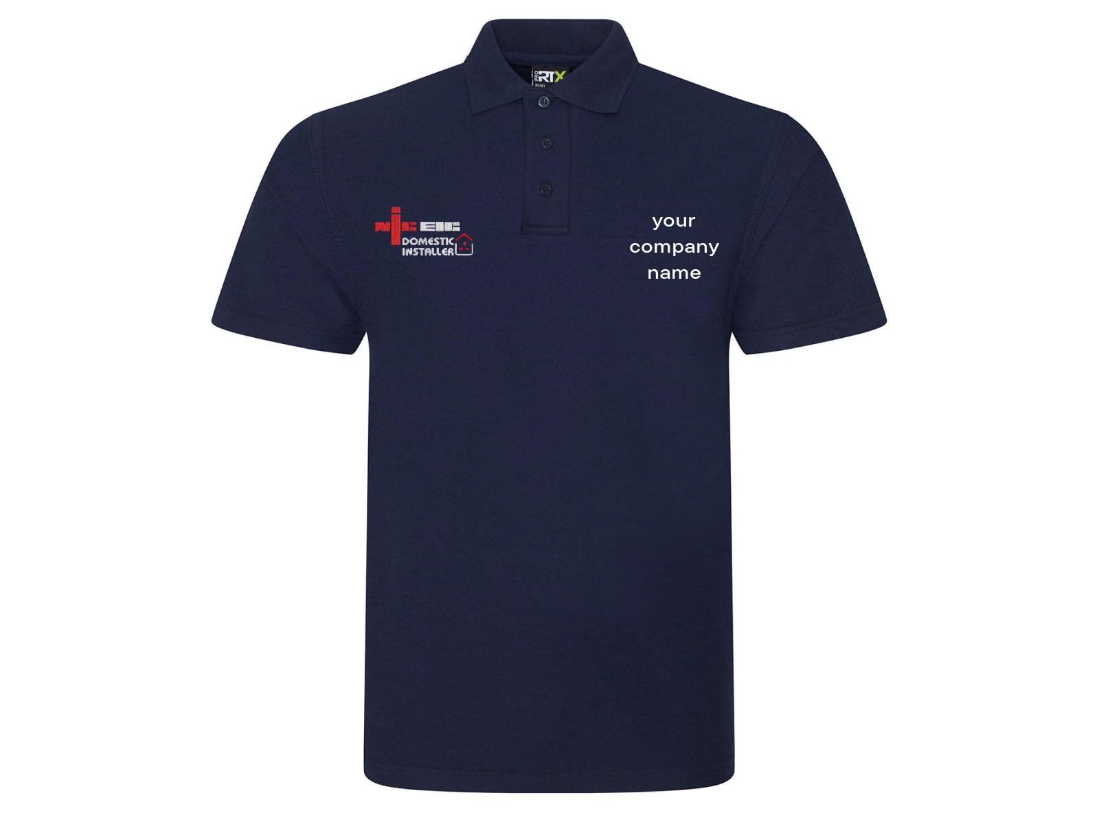 Embroidered Polo shirt electricians with NIC NICEIC installer logo  personalised