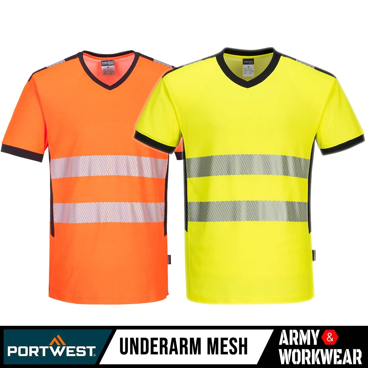 Portwest Hi Vis T-Shirt Reflective High Viz Work Tee Men's Breathable Work Top
