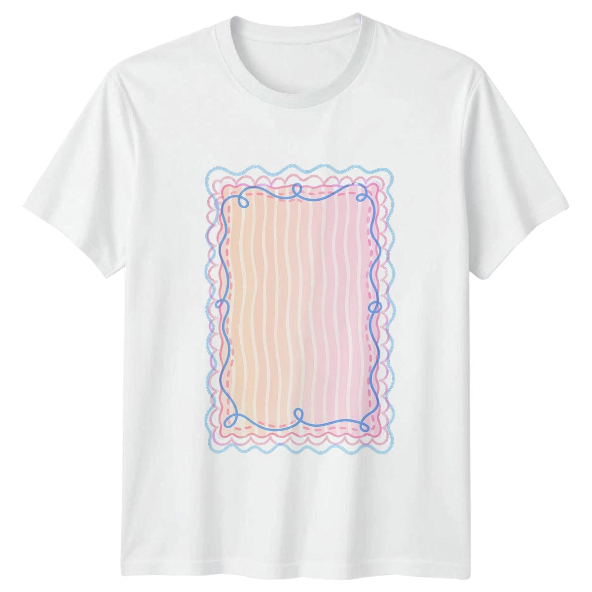 Summer Preppy Frames Striped Backgrounds Womens T-Shirt Preppy Aesthetic Fashion