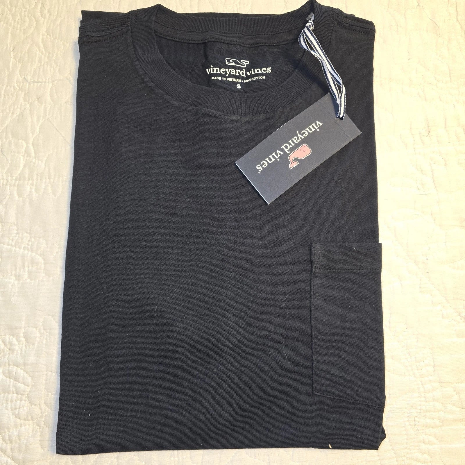 NWT Men’s Vineyard Vines Black Small Long Sleeve w/ Pocket T-Shirt