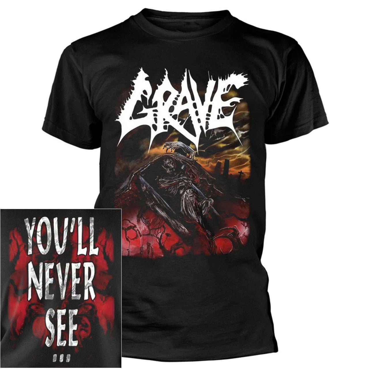 Grave You'll Never See Shirt S-XXL T-shirt Official Death Metal Band Tshirt