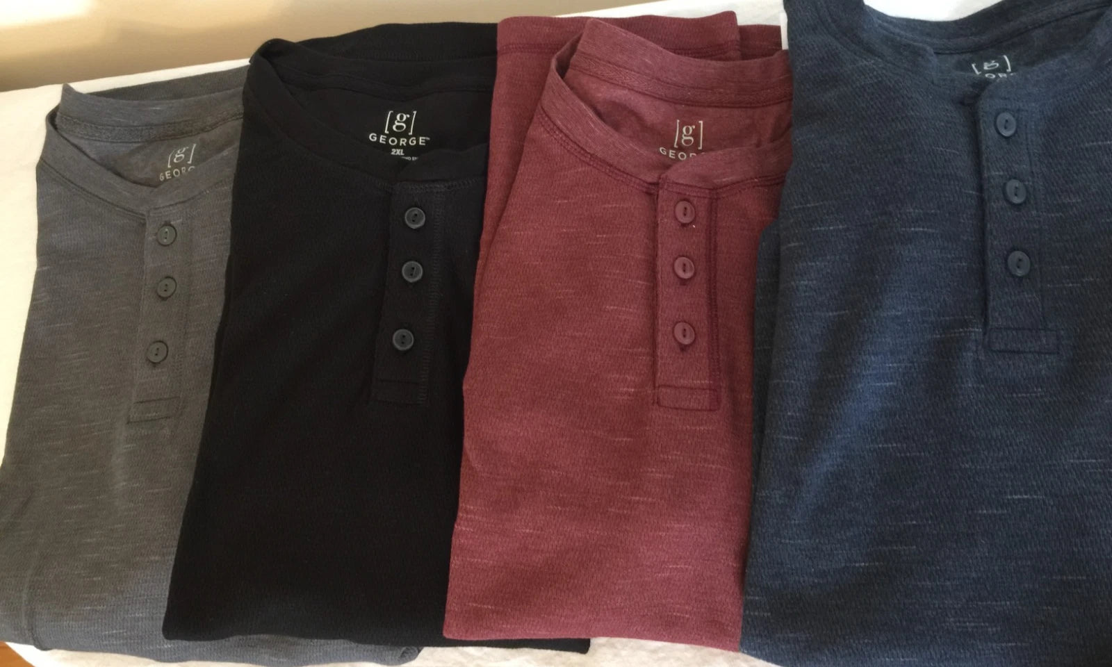 NWT Men's George Henley Thermal Style Knit Shirt Top Shirt Gray Black Blue Wine