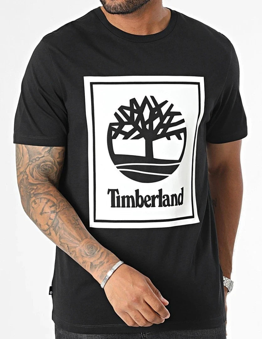 TIMBERLAND  Men's TB0A2AJ1 Black T-shirt Stack Logo short-sleeve BNWT