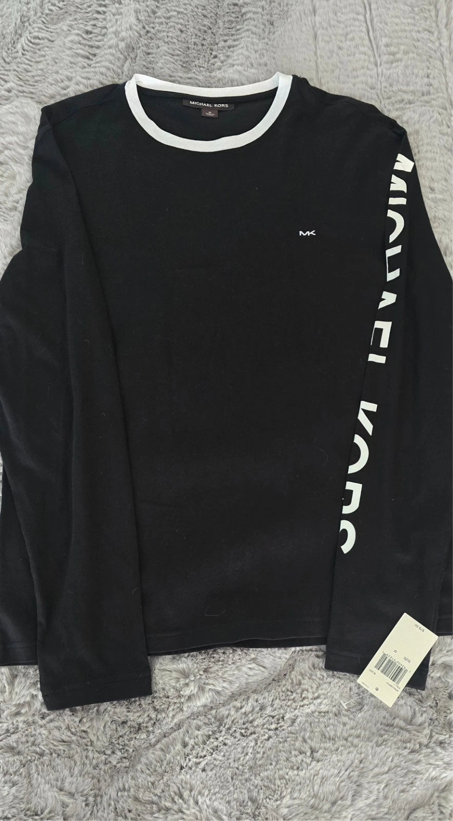 Michael Kors Men's Graphic Sleeve MK Logo Long-Sleeve T-Shirt.