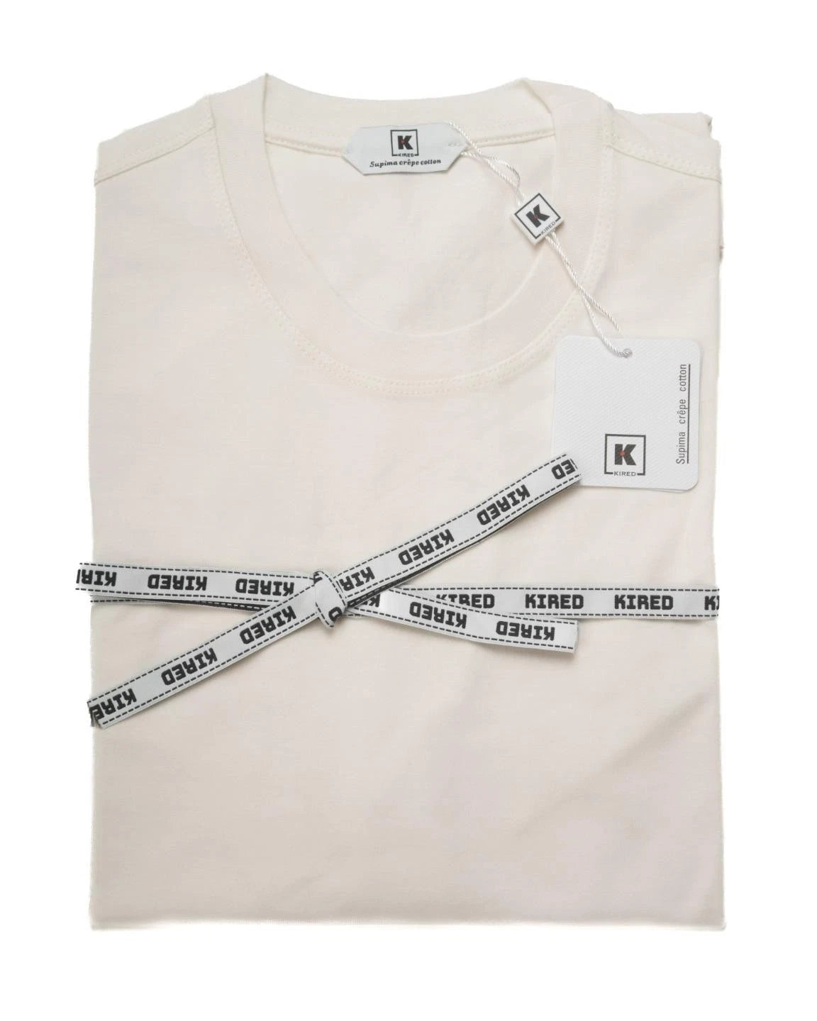 Kired by Kiton Ivory White Supima Crepe Cotton Short Sleeve T-Shirt S (48 IT)
