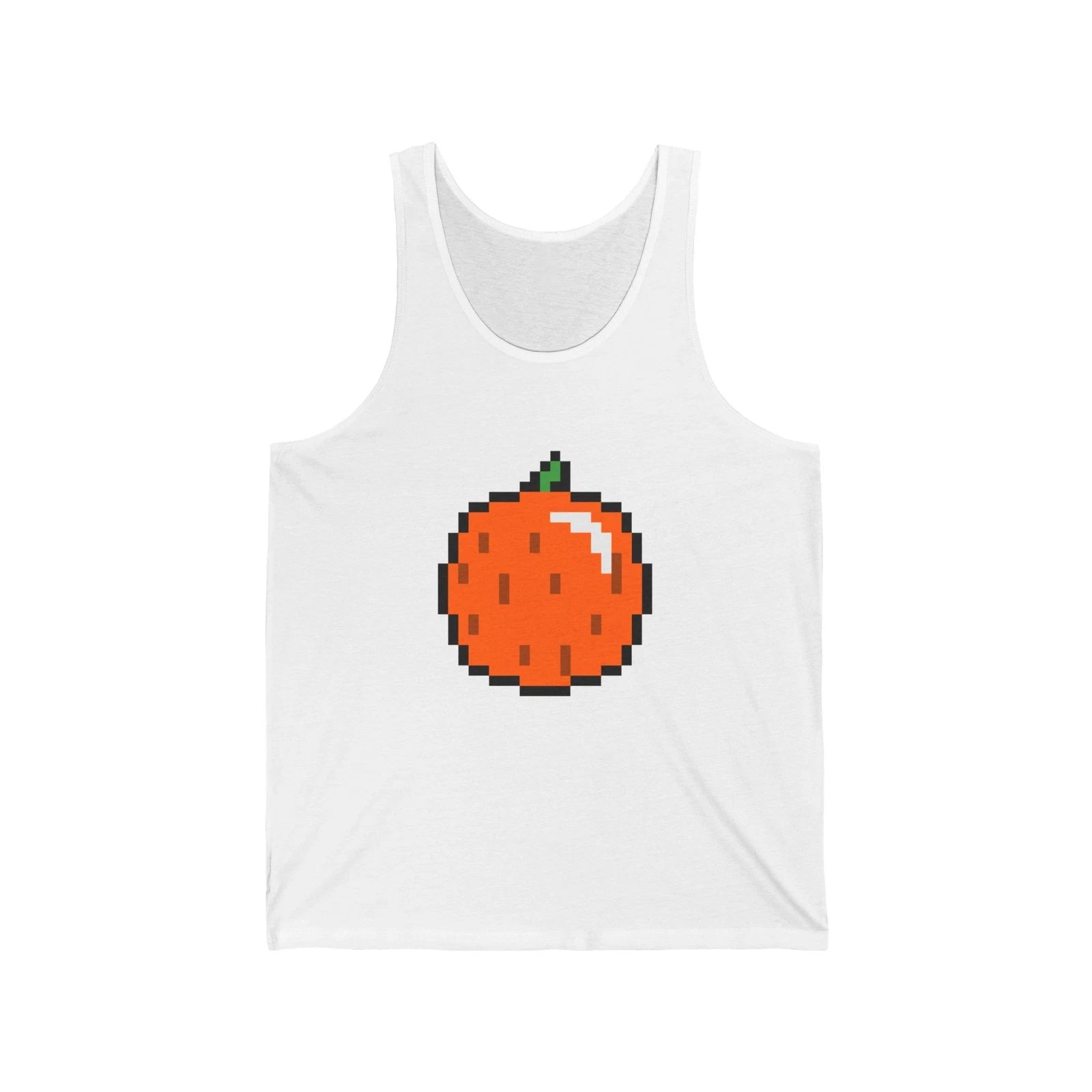 Unisex Jersey Tank Cute 8-Bit Retro Pixel Art Orange Fruit Design