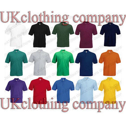 Fruit of the Loom 65/35 Plain Pique Polo T Shirt - Adult Short Sleeve Mens Top