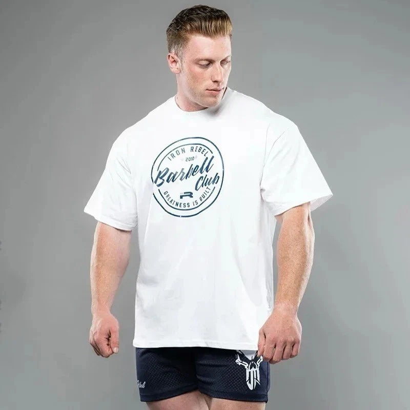 Oversized Gym T Shirt for Men’s Bodybuilding Fitness Streetwear Cotton Tee